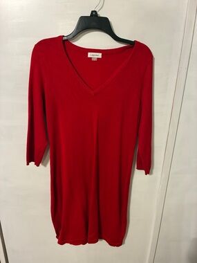 Calvin Klein Bright Red V-Neck Knit Dress